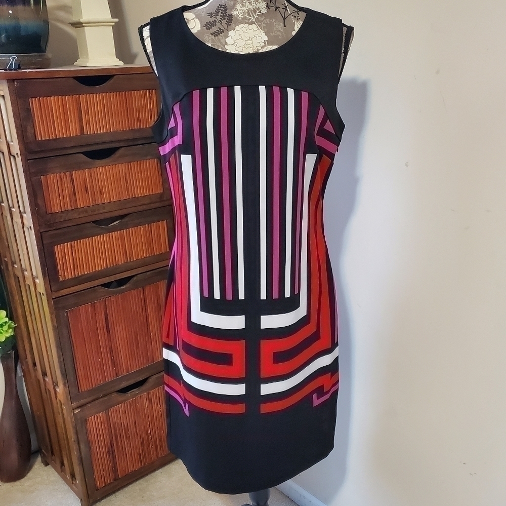 Voir Voir red pink & white striped dress sz. 8